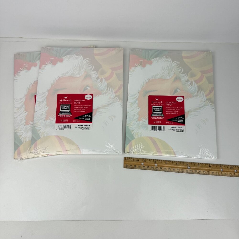 3 Pks‎ Vtg Hallmark Santa Claus Face Christmas Holiday Printer Paper 24 lb bond